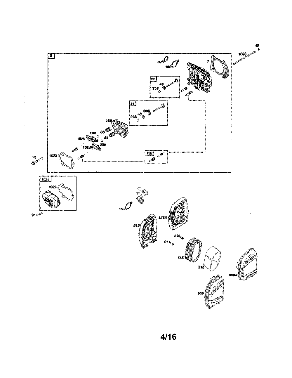 Cylinder head/air cleaner Diagram and Parts List for 12BVB25V799  MTD Lawn Mower