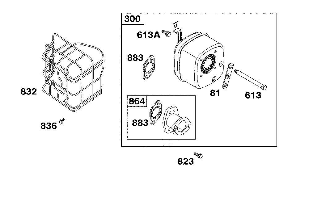 Exhaust Diagram and Parts List for 13AC26JD093  MTD Lawn Tractor