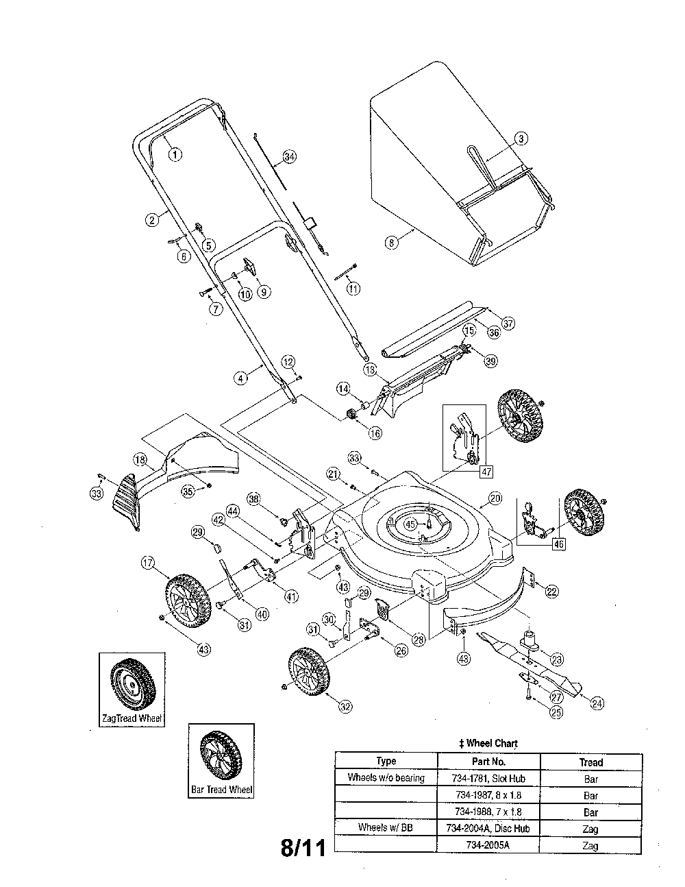 Lawn mower Diagram and Parts List for 11A-414A752  MTD Lawn Mower