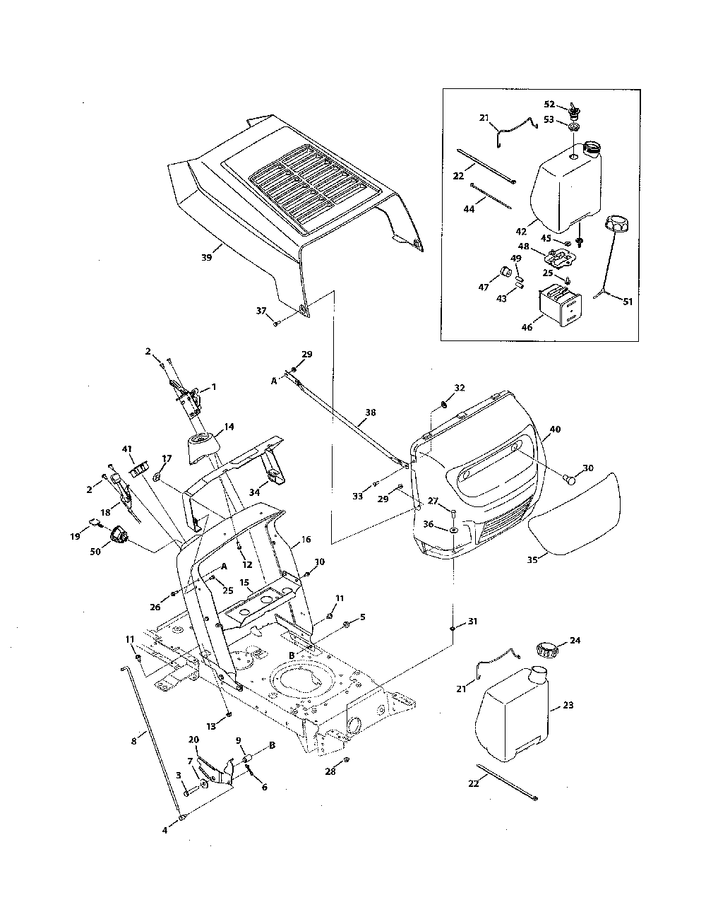 2 style hood Diagram and Parts List for 769-05404  MTD Lawn Tractor