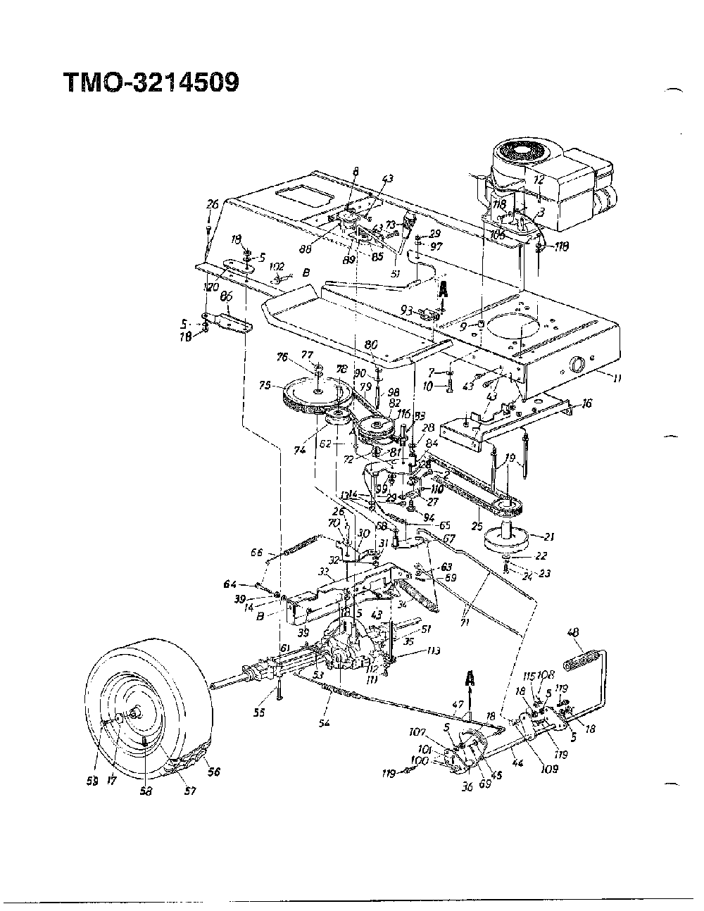 14.5hp 42" lawn tractor Diagram and Parts List for 3214509  MTD Lawn Tractor