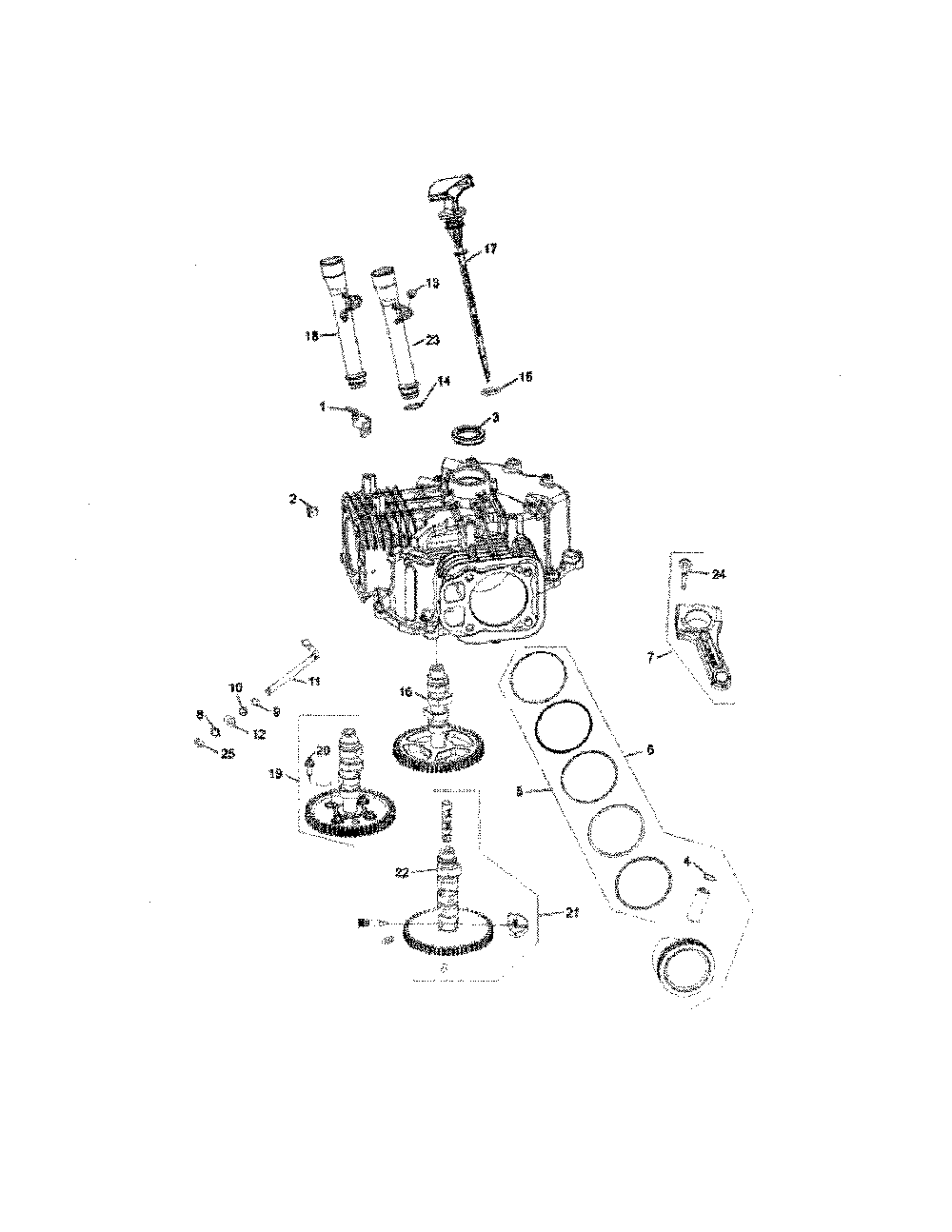 Crankcase Diagram and Parts List for 17BSDALD099  MTD Lawn Tractor
