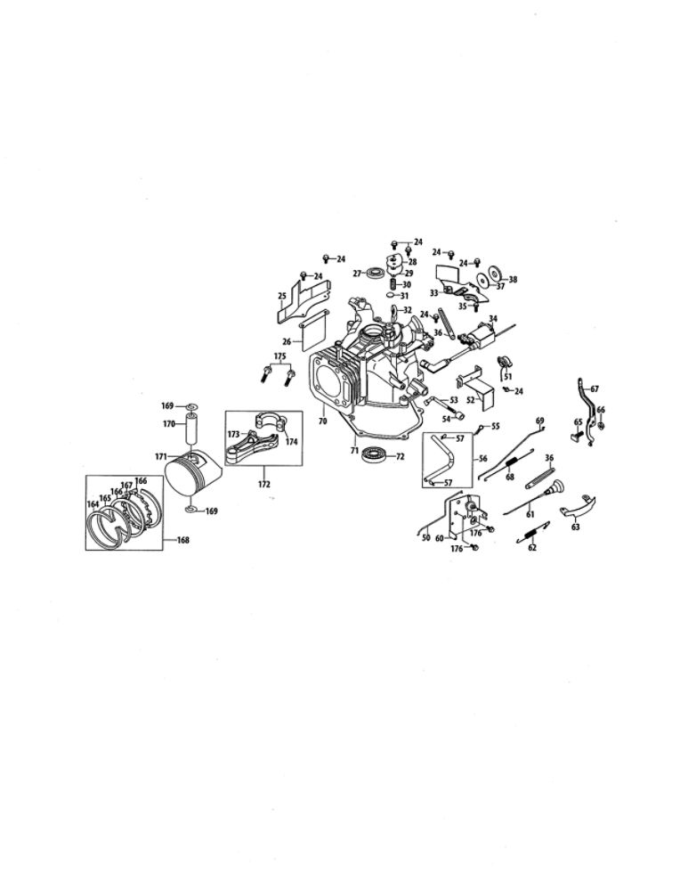 Shortblock Diagram and Parts List for 952Z1P70C0A  MTD Engine