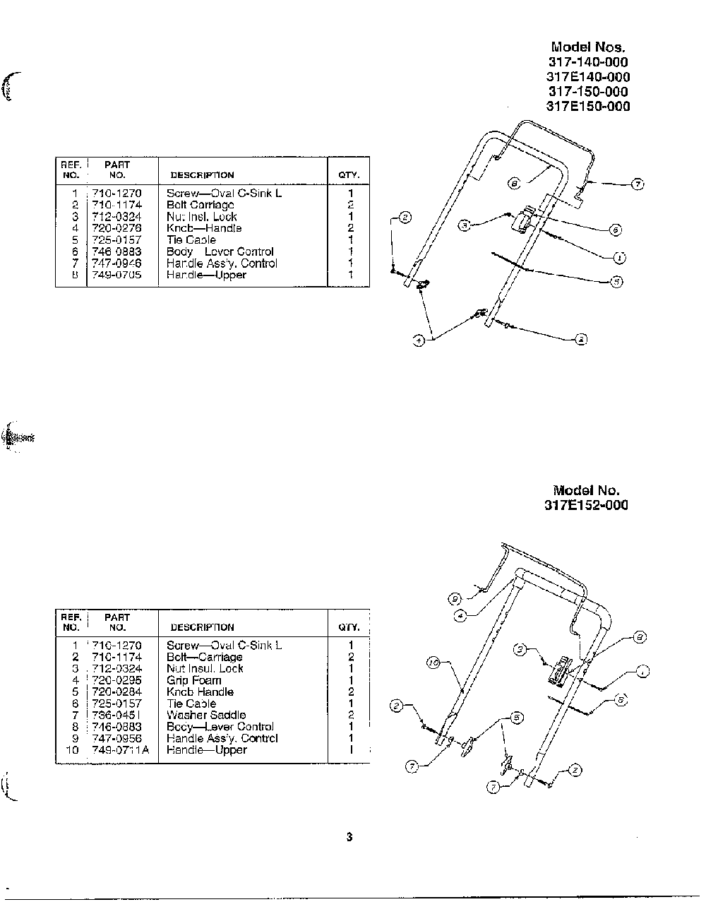 Index page 3 Diagram and Parts List for 317-140-000  MTD Snow Blower