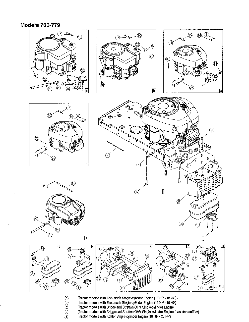 Engines Diagram and Parts List for 13RN771H729  MTD Lawn Tractor