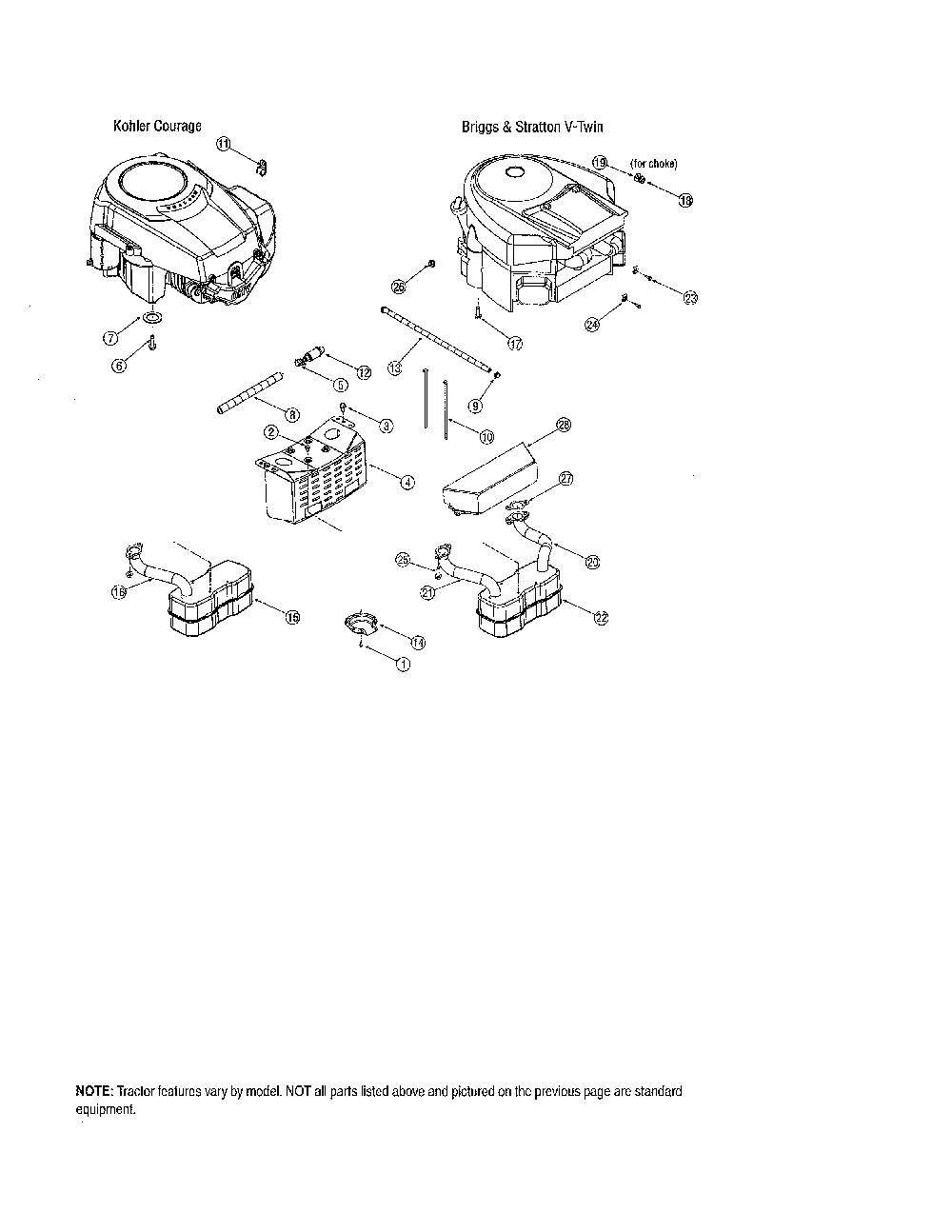 Engines Diagram and Parts List for 13AX605H730  MTD Lawn Tractor