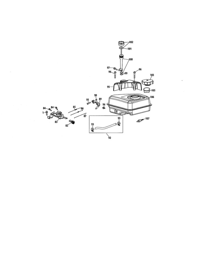 Fuel Tank Diagram and Parts List for 752Z170-L0  MTD Engine