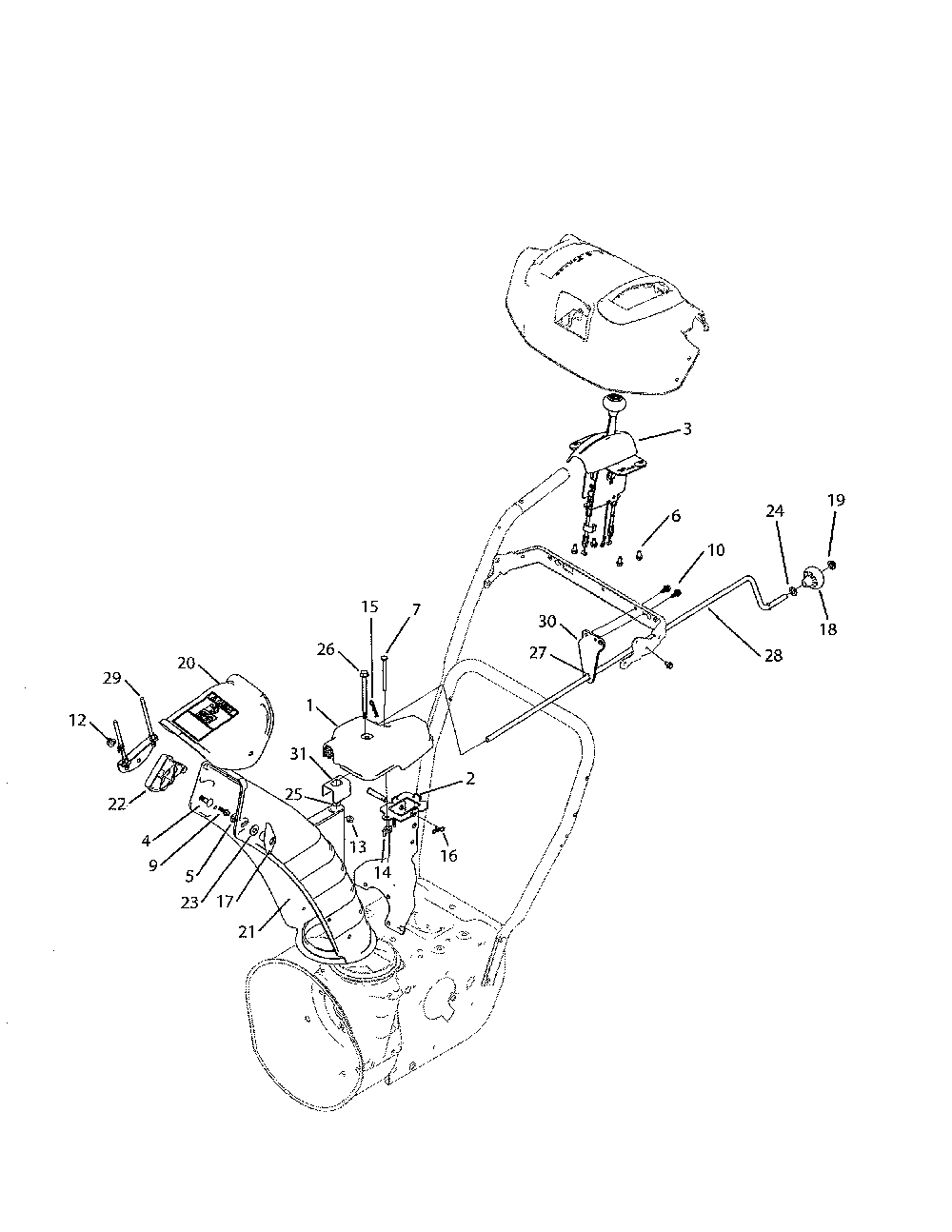 Chutes/worm gearbox Diagram and Parts List for 31AM5CSF799  MTD Snow Blower