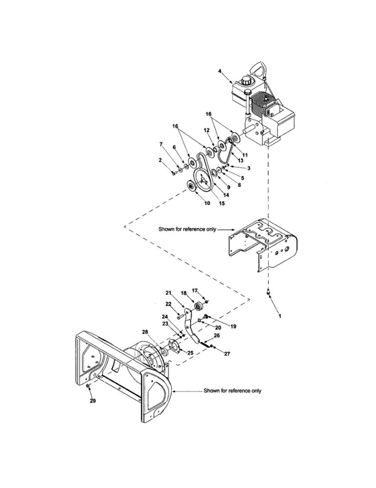 Engine/Auger-Pulley Diagram and Parts List for 31A-380D062  MTD Snow Blower