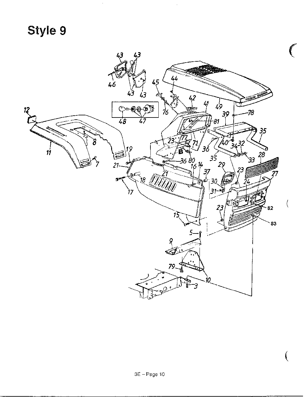 Style 9 Diagram and Parts List for 3510003  MTD Lawn Tractor