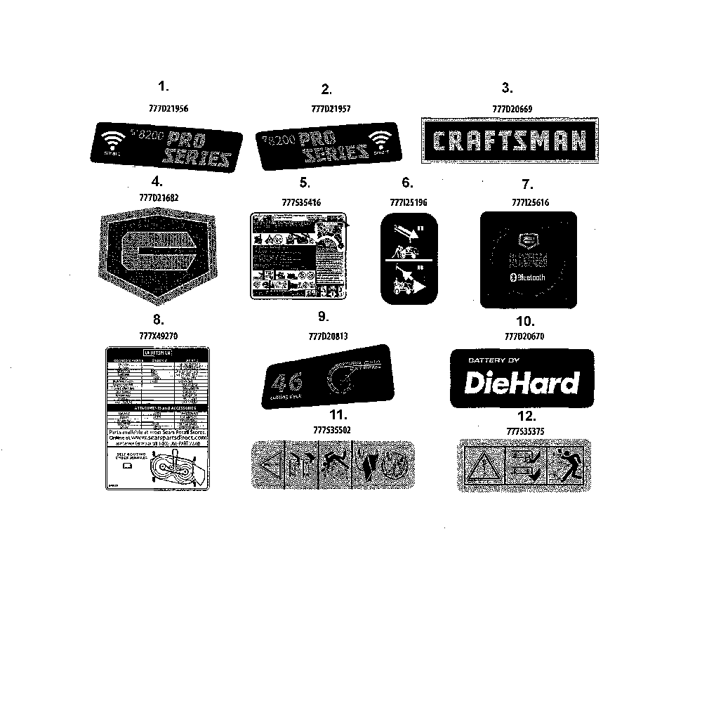 Decals Diagram and Parts List for 13BQA1ZT099  MTD Lawn Tractor