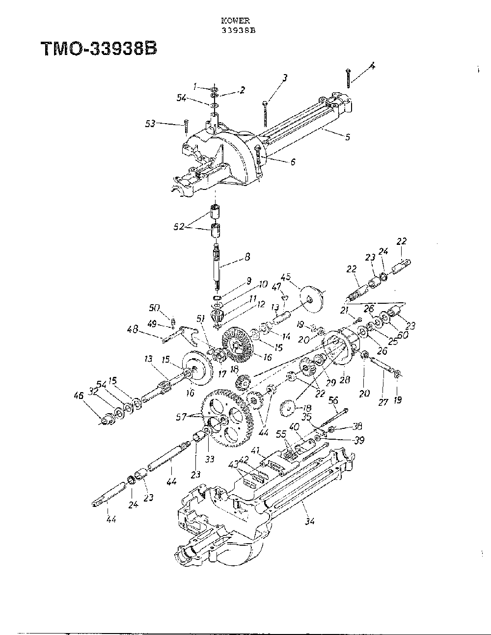 Single speed transaxle r h Diagram and Parts List for 33938B  MTD Lawn Mower