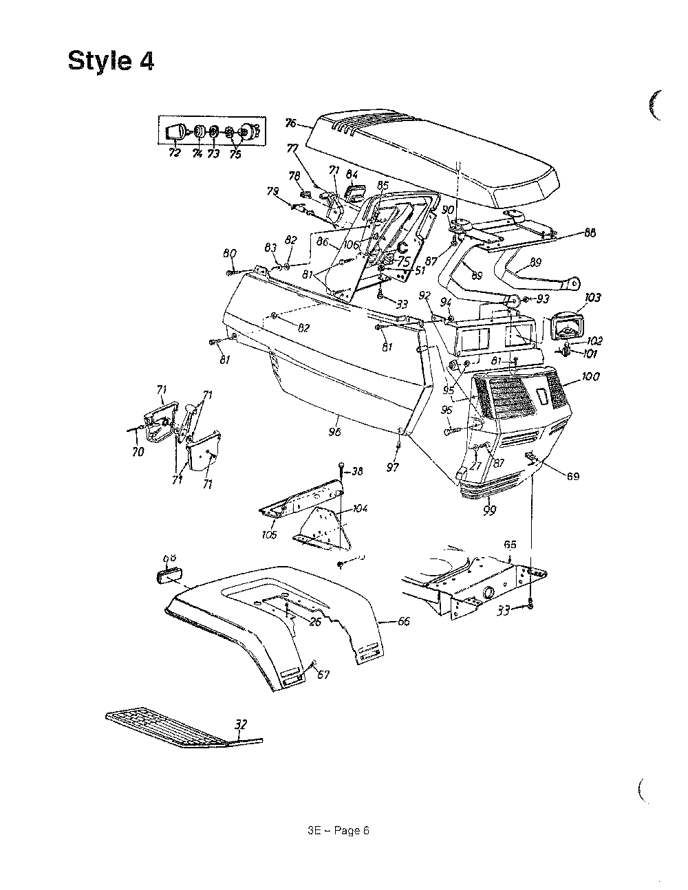Style 4 Diagram and Parts List for 3510003  MTD Lawn Tractor