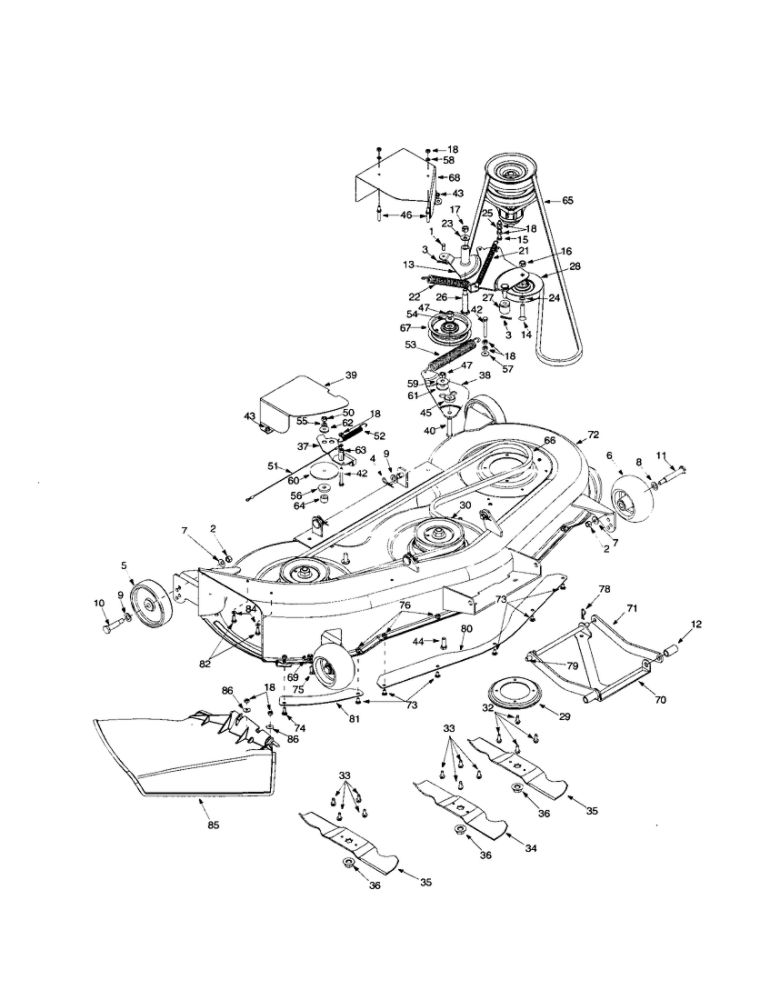Deck H Assembly Diagram and Parts List for 820 THRU 828 MTD Lawn Tractor