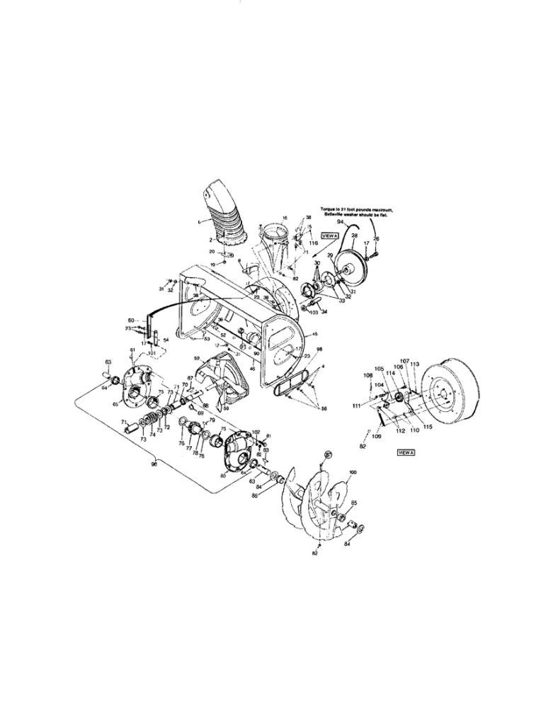 Blade Assembly Diagram and Parts List for 993  MTD Snow Blower