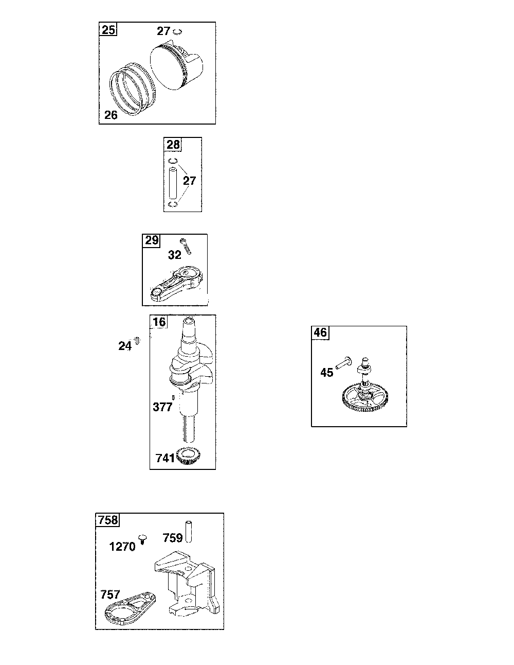 Crankshaft Diagram and Parts List for 13AC26JD093  MTD Lawn Tractor