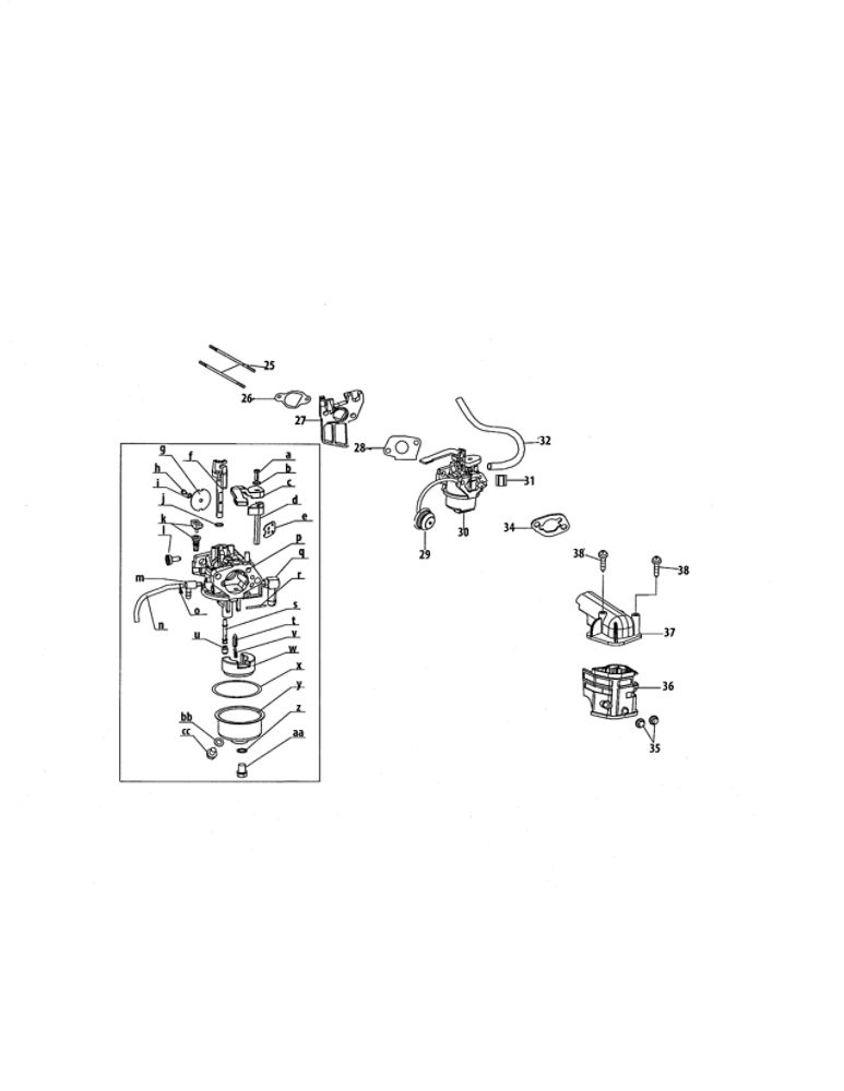 Carburetor Diagram and Parts List for 952Z161-JWA-11  MTD Engine