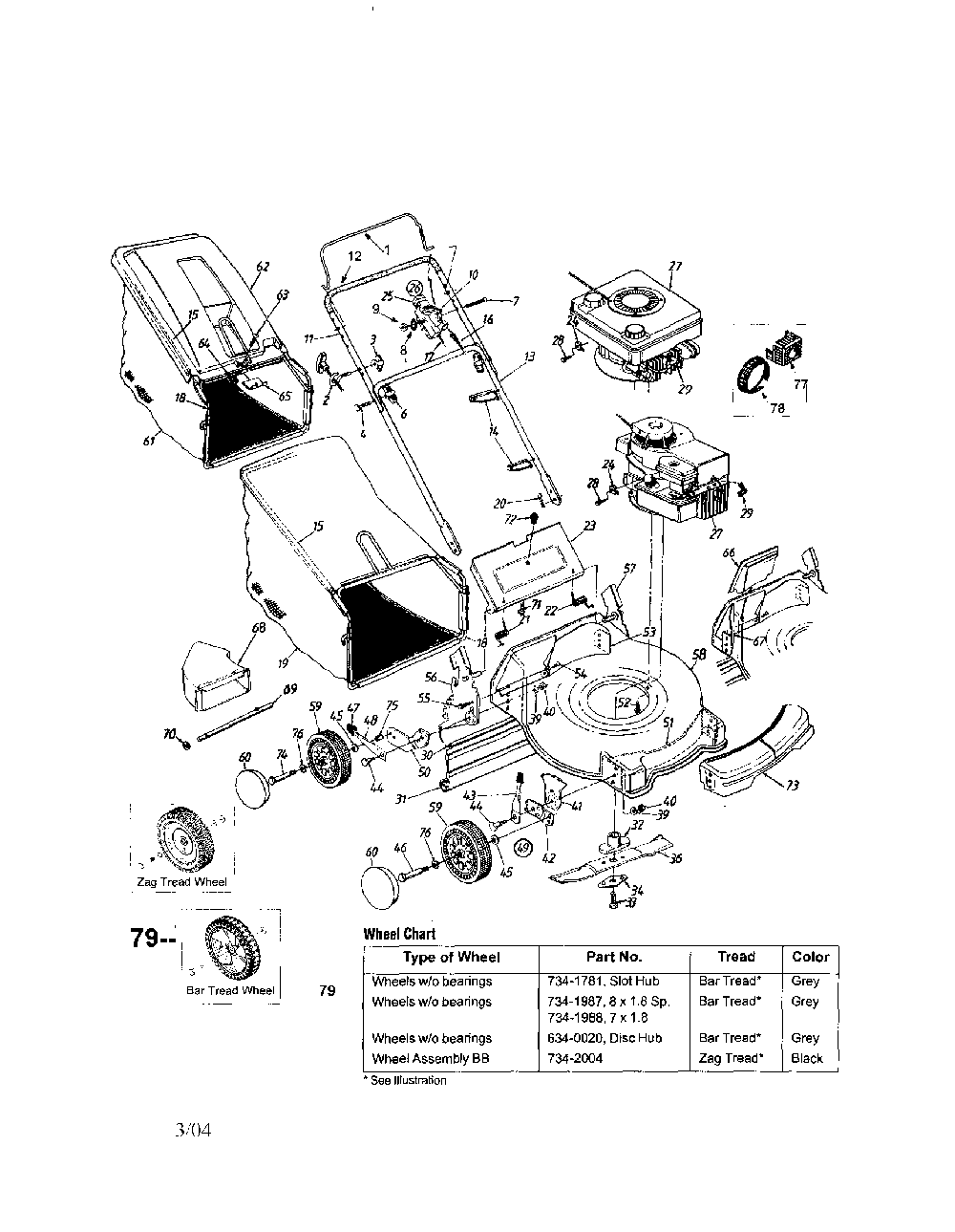 Frame Diagram and Parts List for 11A-419Q762  MTD Lawn Mower