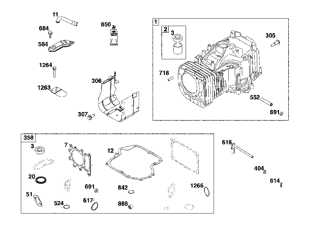 Cylinder Diagram and Parts List for 13AN77XS093  MTD Lawn Tractor