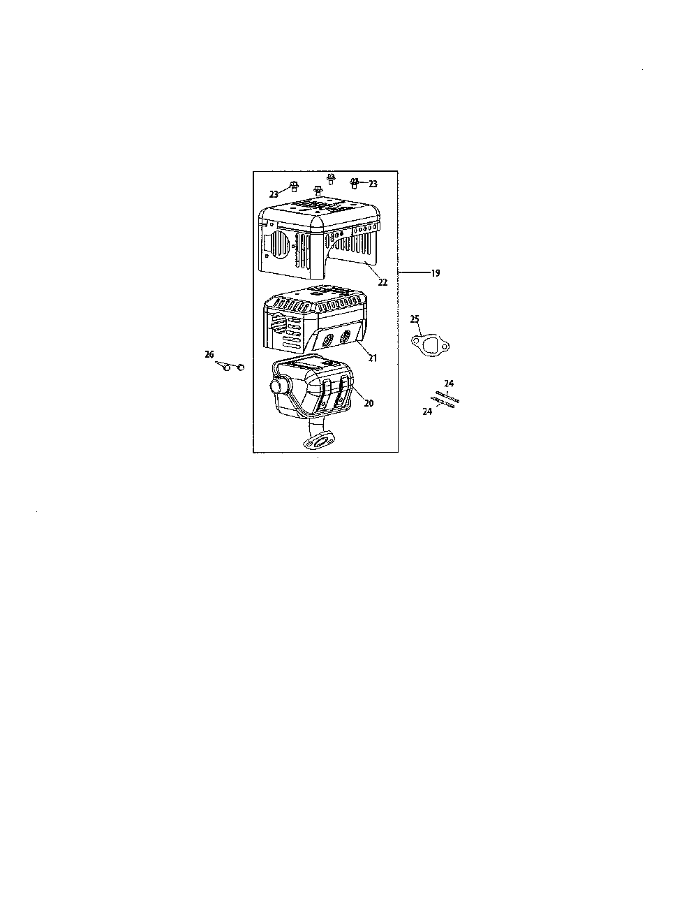 Muffler Diagram and Parts List for 24BG57M1799  MTD Log Splitter
