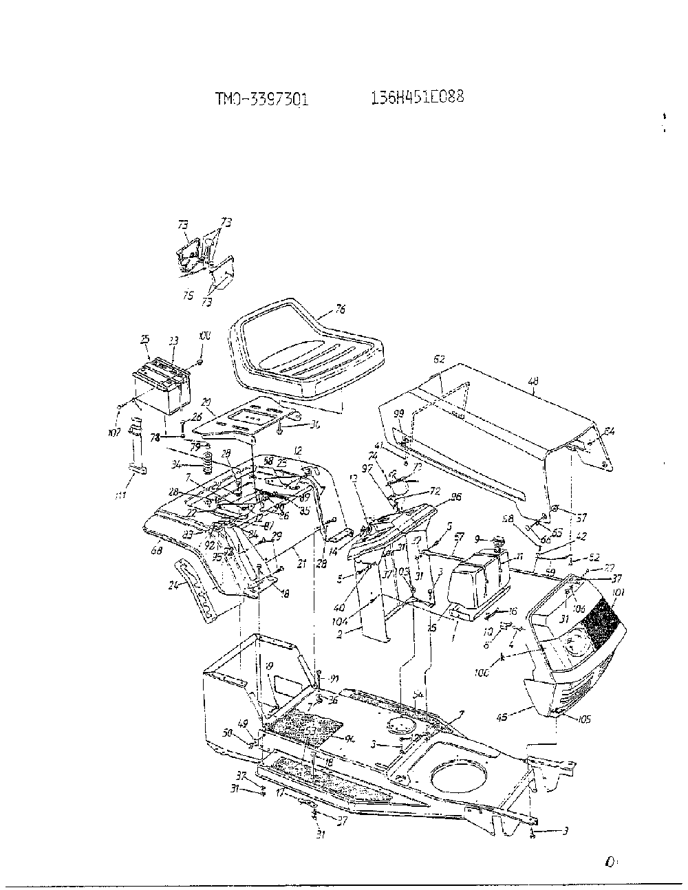 Form no. 770-96-3a Diagram and Parts List for 3397301  MTD Lawn Tractor