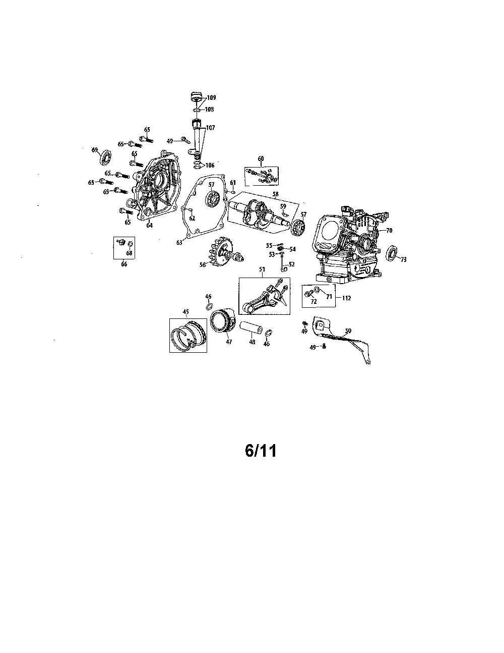 Crankshaft/crankcase/camshaft Diagram and Parts List for ZS370-JU  MTD Engine