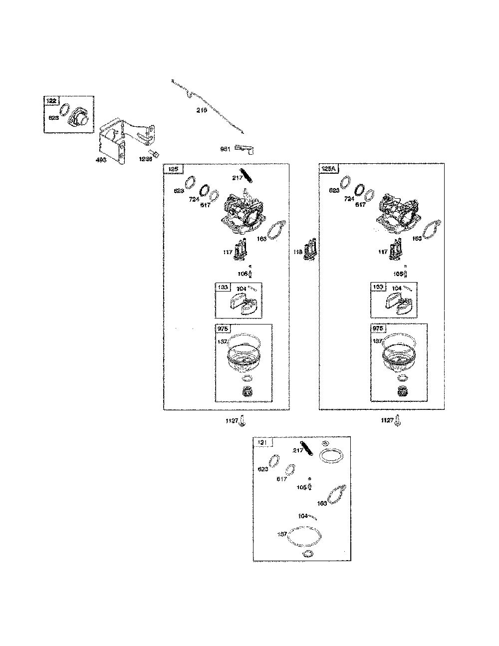 Carburetor Diagram and Parts List for 25B-554J799  MTD Edger