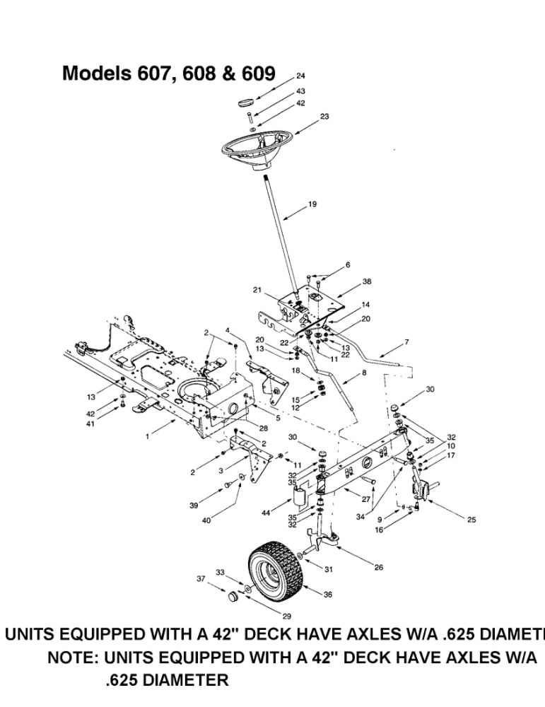 Steering Assembly 2 Diagram and Parts List for 608  MTD Lawn Tractor