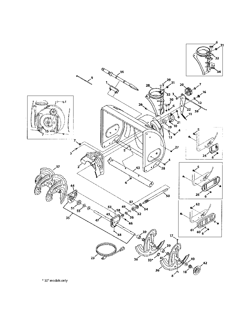Auger & housing Diagram and Parts List for 769-07021  MTD Snow Blower