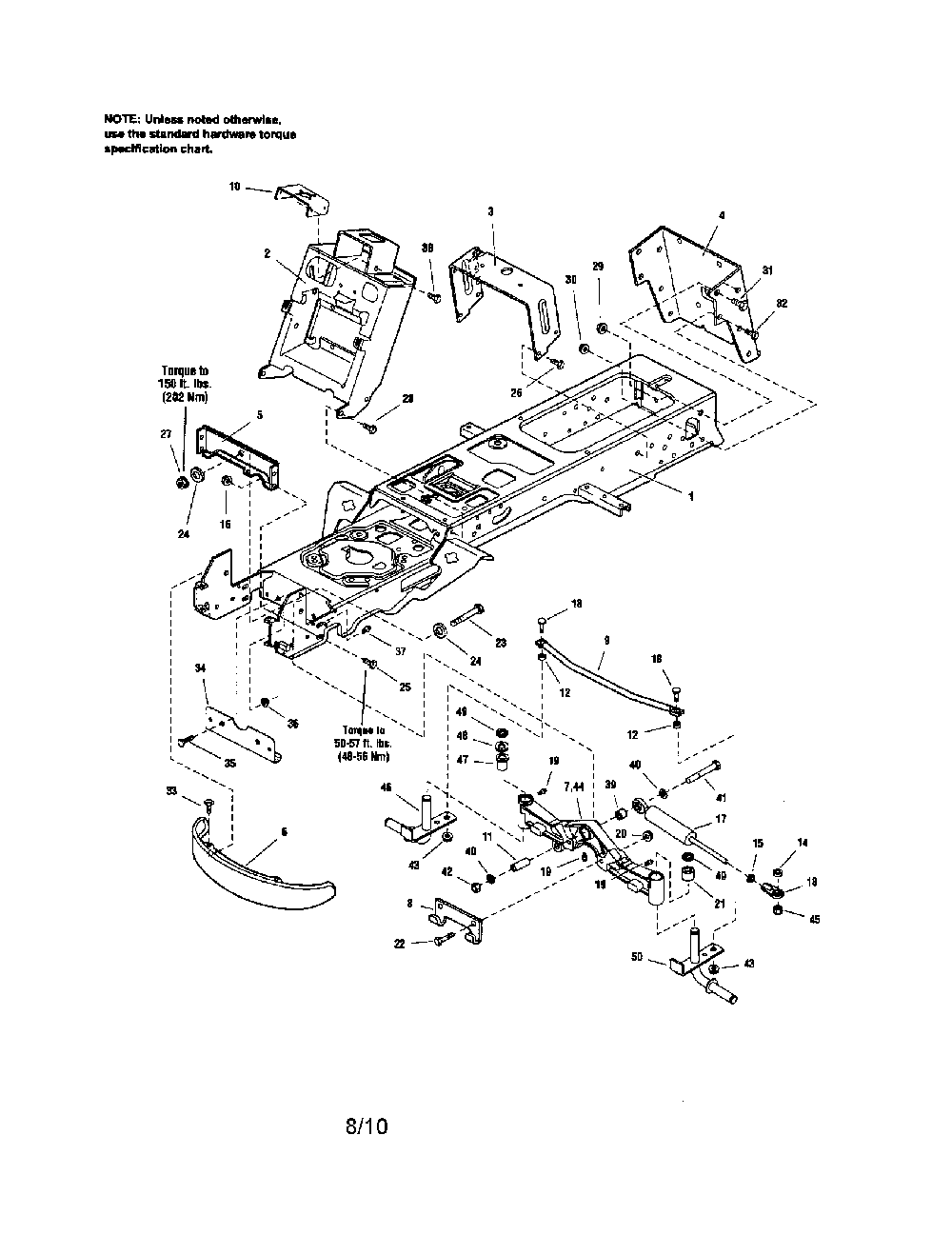 Frame-power steering Diagram and Parts List for PGT9500  MTD Lawn Tractor