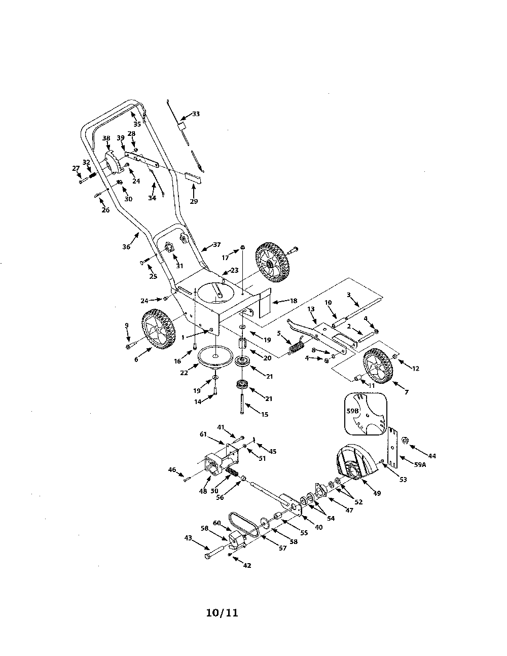 Edger Diagram and Parts List for 25B-520C000  MTD Edger