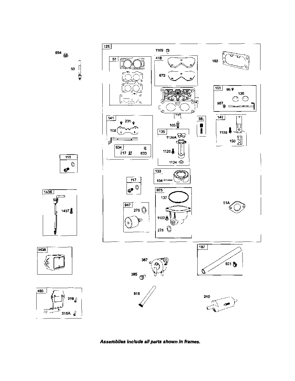 Carburetor Diagram and Parts List for PGT9500  MTD Lawn Tractor