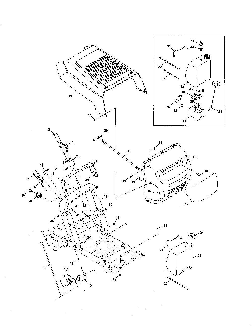 2 style hood Diagram and Parts List for 13AX775H031  MTD Lawn Tractor