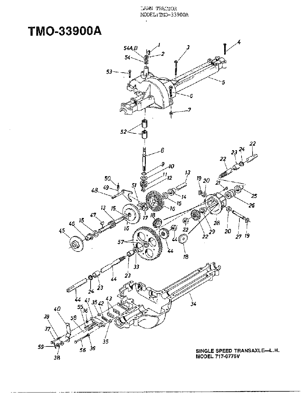 Single speed transaxle-lh Diagram and Parts List for 33900A  MTD Lawn Tractor