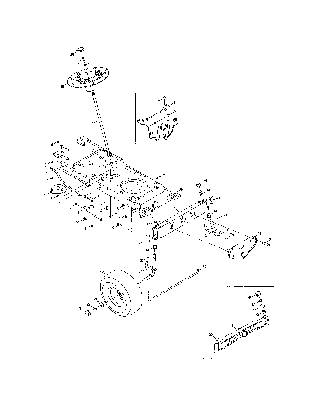 Steering Diagram and Parts List for 13AJ771G031  MTD Lawn Tractor
