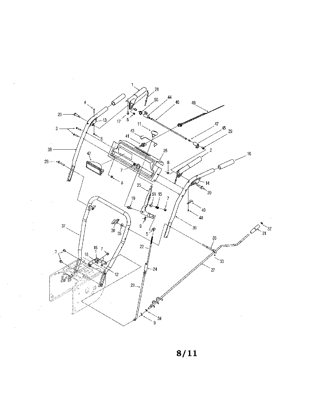 Handles Diagram and Parts List for 31AE6LFG700  MTD Snow Blower