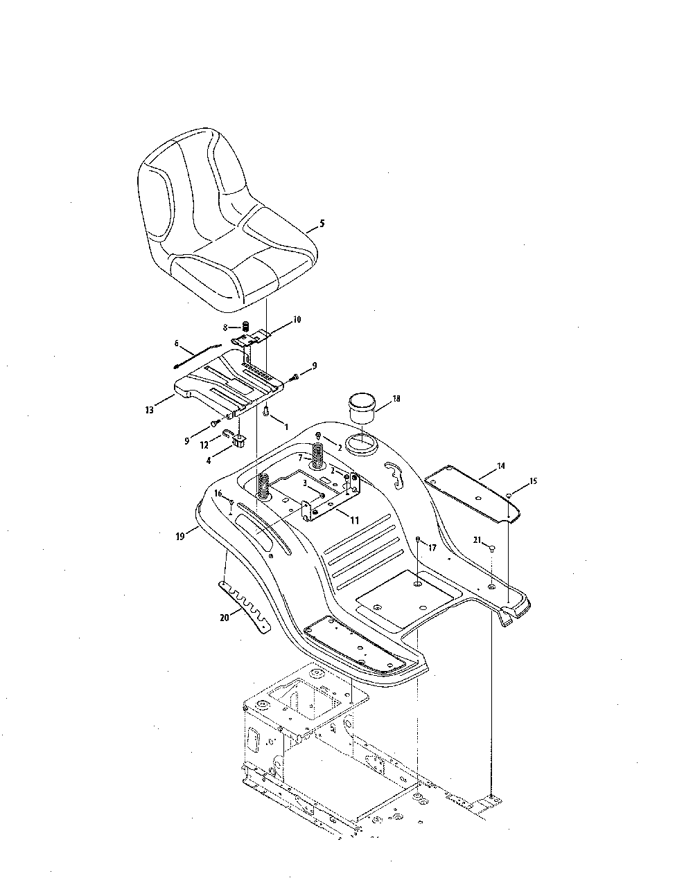 Seat/fender Diagram and Parts List for 13BL78XT099  MTD Lawn Tractor