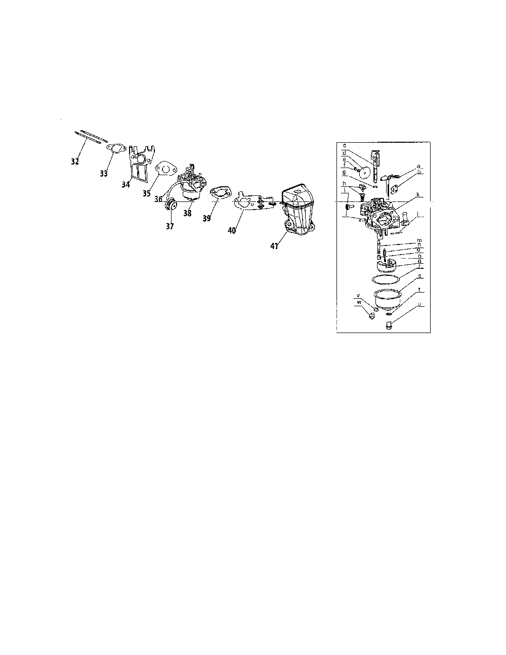 Carburetor Diagram and Parts List for 31AS68EE799  MTD Snow Blower
