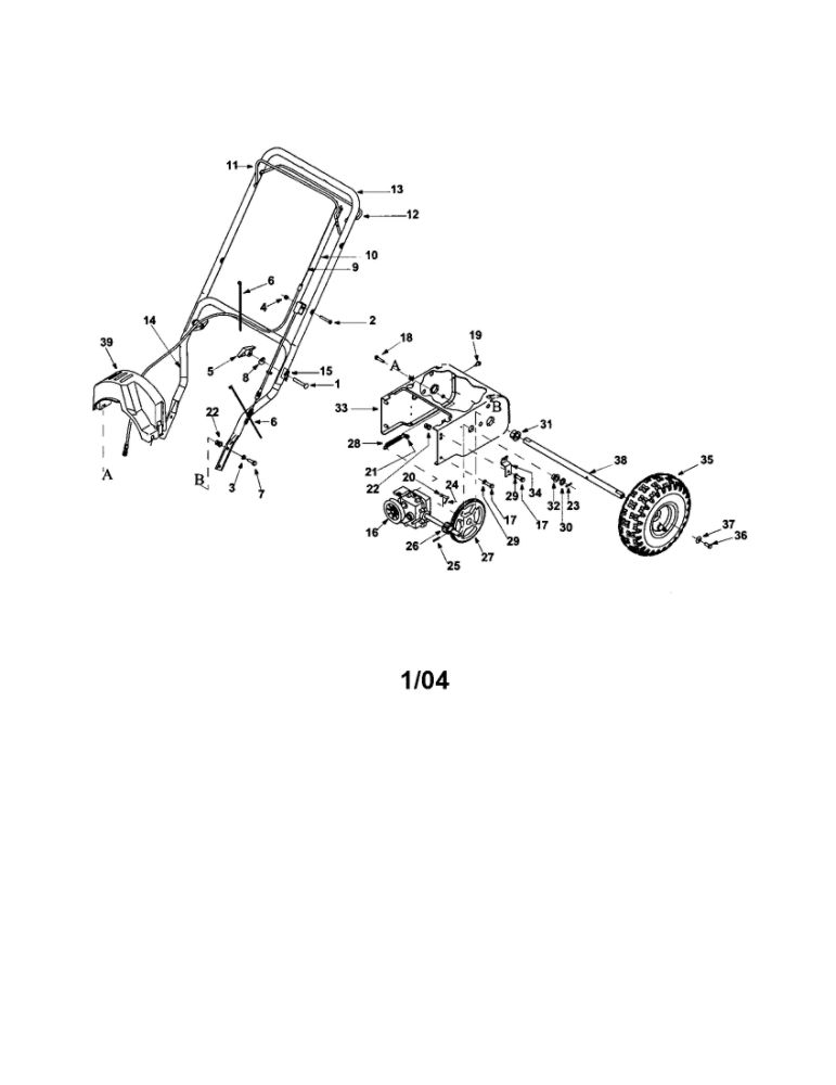 Transmission/Handle Diagram and Parts List for 31A-380D062  MTD Snow Blower