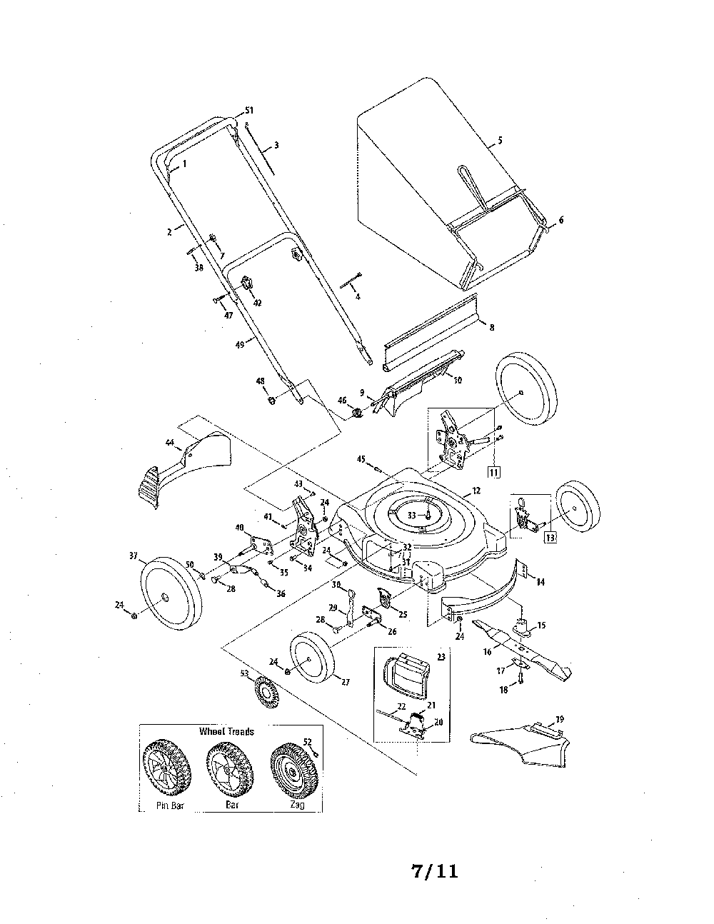 Lawn mower Diagram and Parts List for 11A-544A031  MTD Lawn Mower