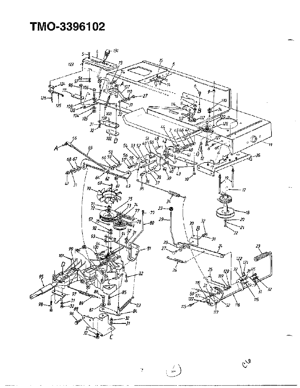 14hp 42" lawn tractor Diagram and Parts List for 3396102  MTD Lawn Tractor