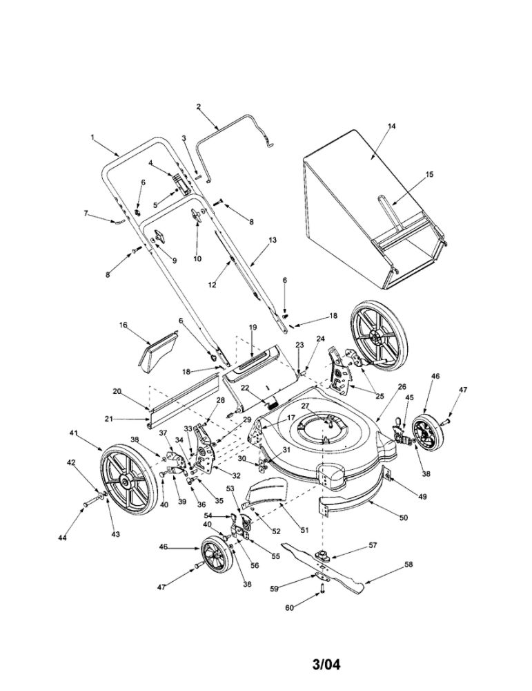 Rear Discharge Mower Diagram and Parts List for 580  MTD Lawn Mower