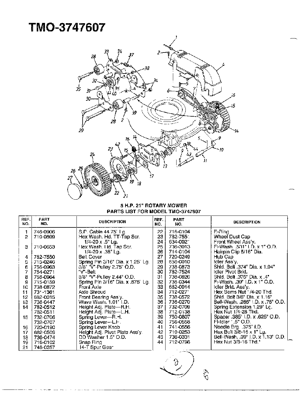 5hp 21" rotary mower page 3 Diagram and Parts List for 3747607  MTD Lawn Mower