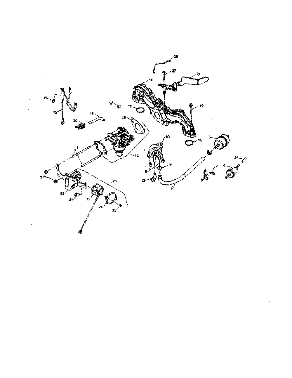Fuel system Diagram and Parts List for 14B7A3ZW299  MTD Lawn Tractor