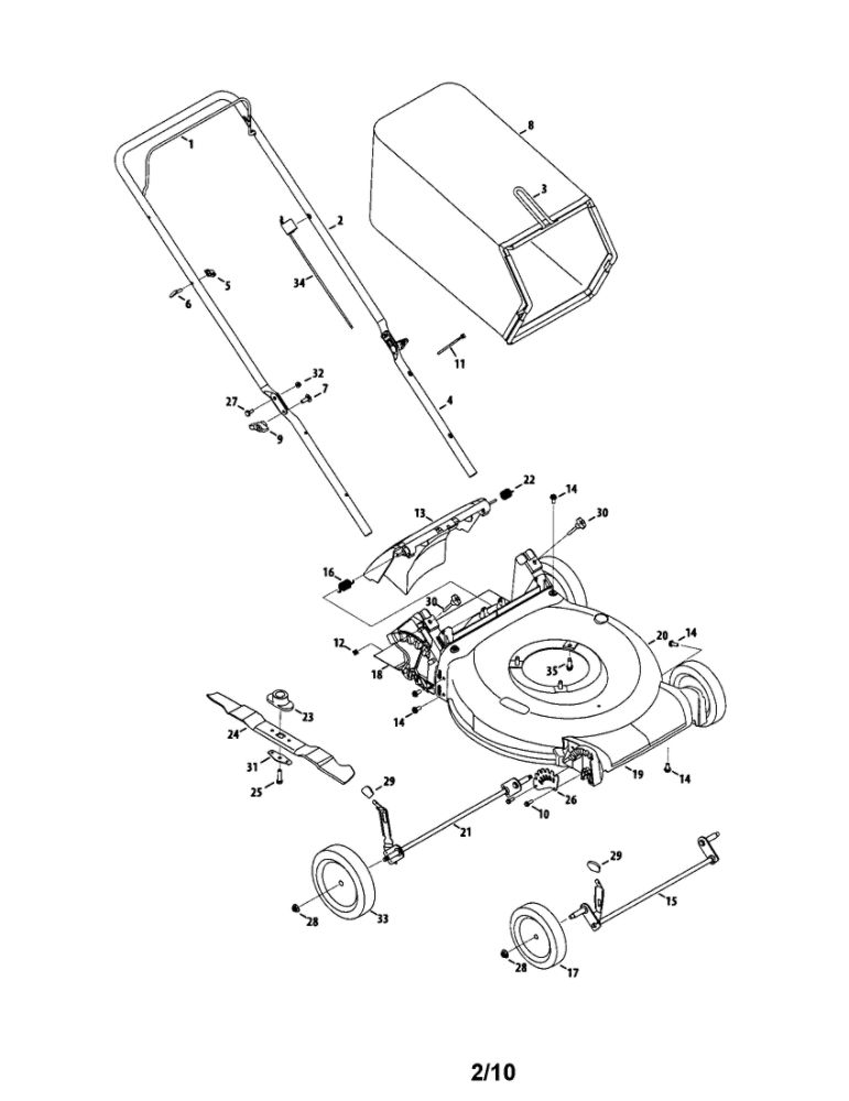 Lawn Mower Diagram and Parts List for A18  MTD Lawn Mower