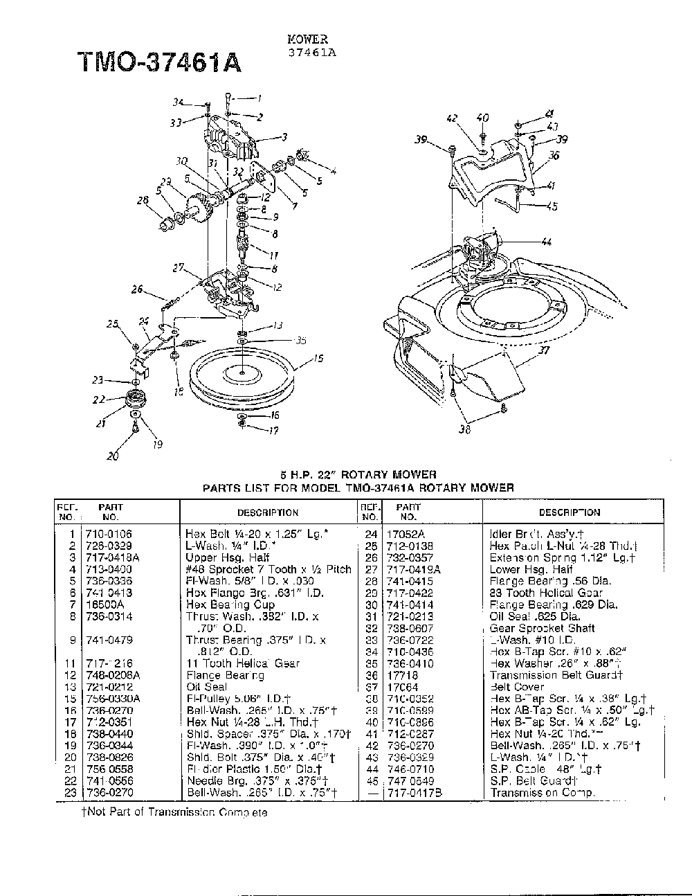 5hp 22" rotary mower page 3 Diagram and Parts List for 37461A  MTD Lawn Mower