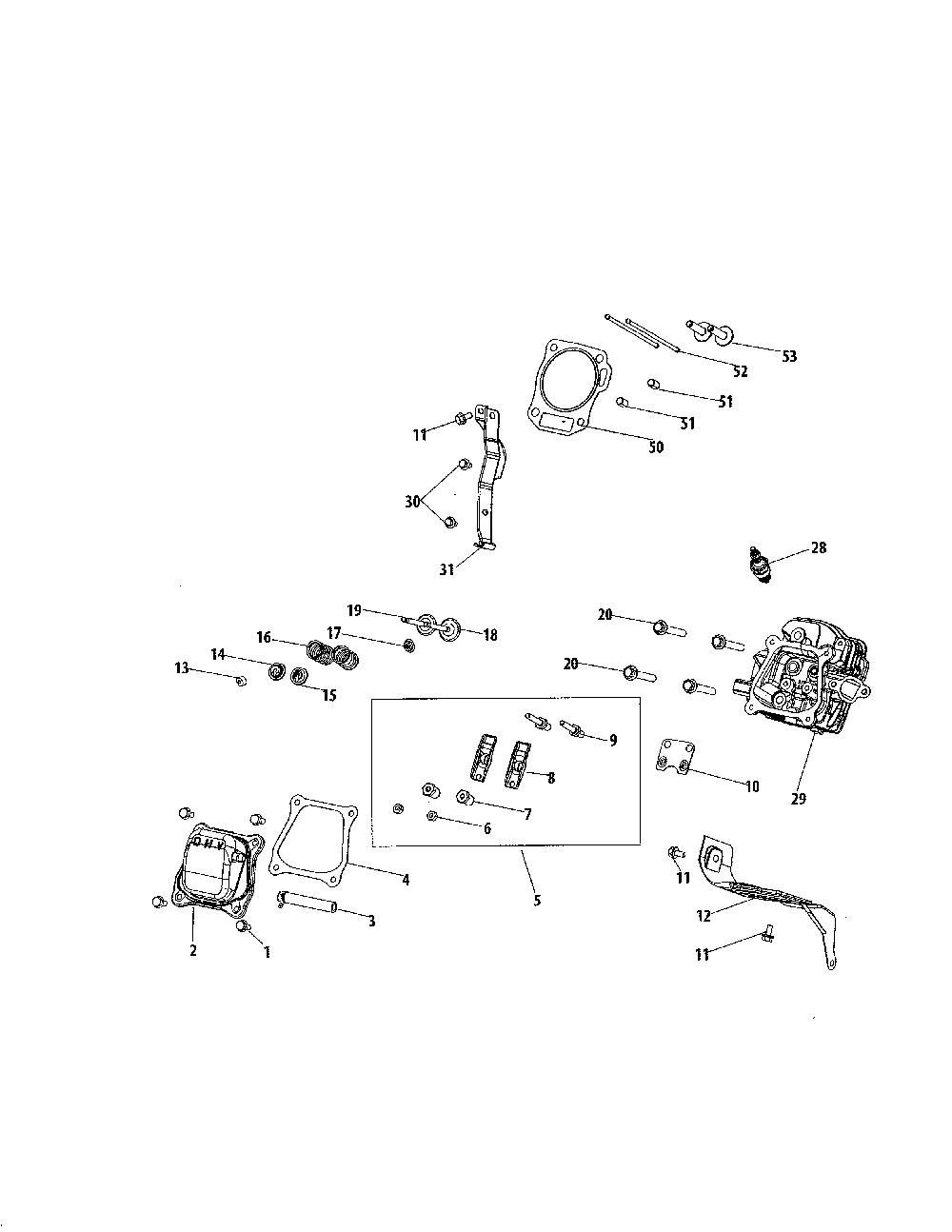 Cylinder head Diagram and Parts List for 31S6BEE799  MTD Snow Blower