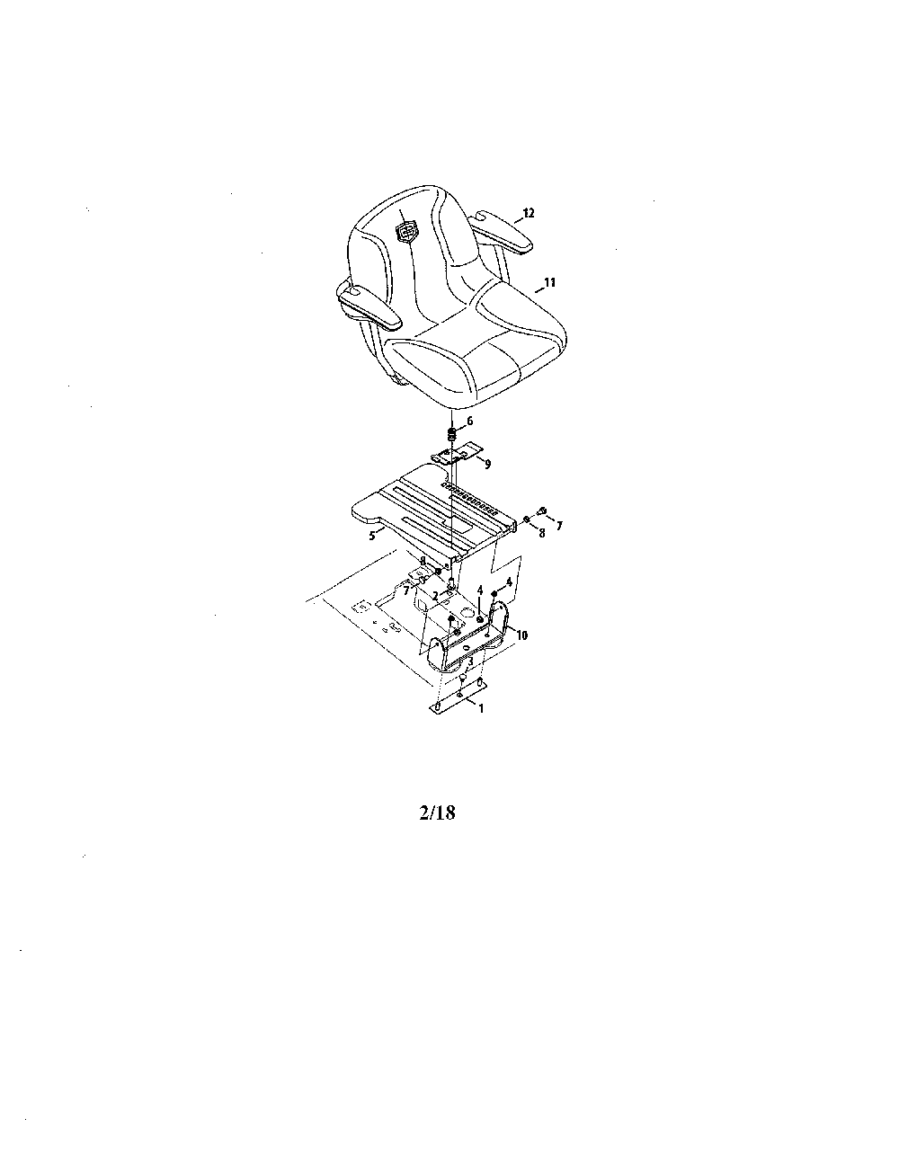 Seat Diagram and Parts List for 14B7A3ZW299  MTD Lawn Tractor