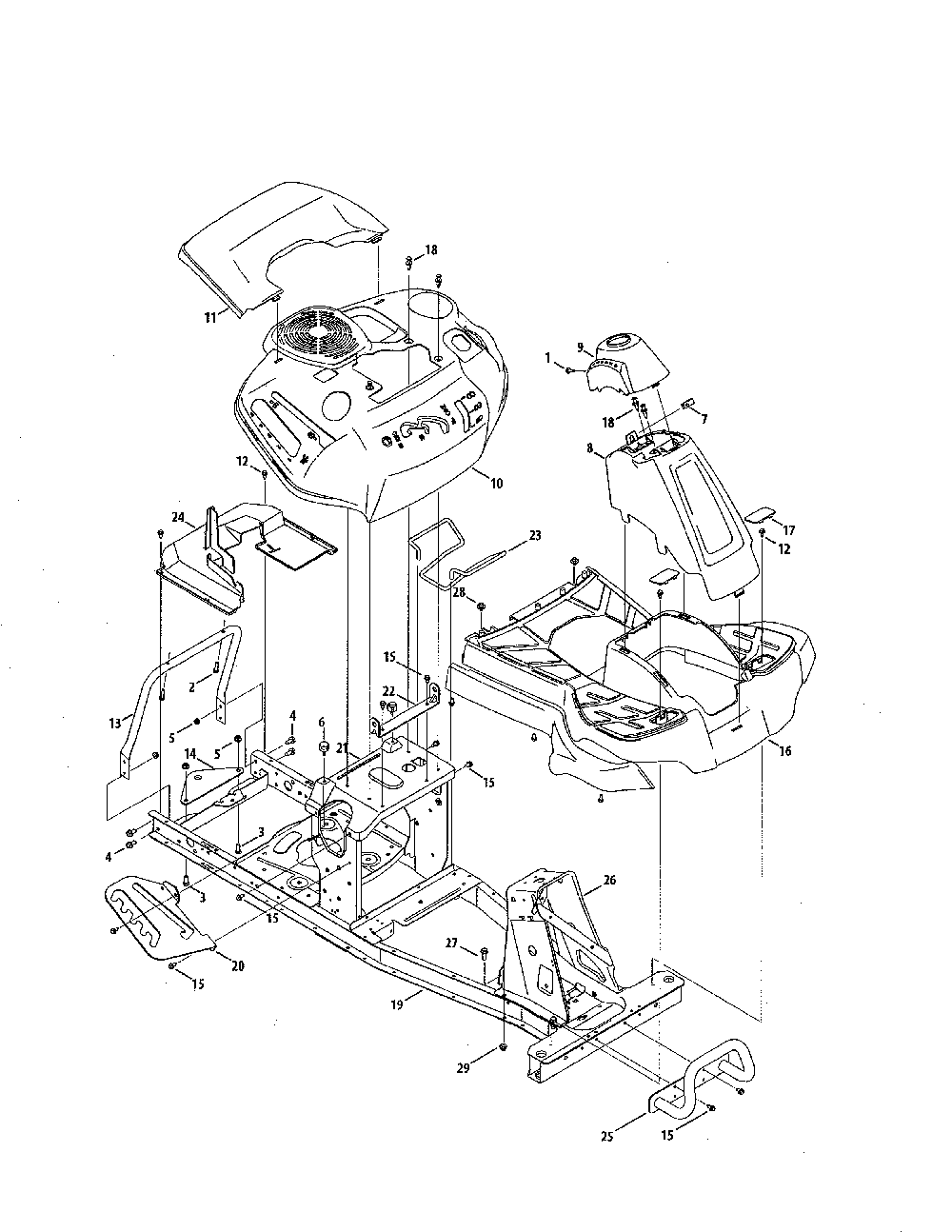 Fender/frame/running board Diagram and Parts List for 13A726JD099  MTD Lawn Tractor