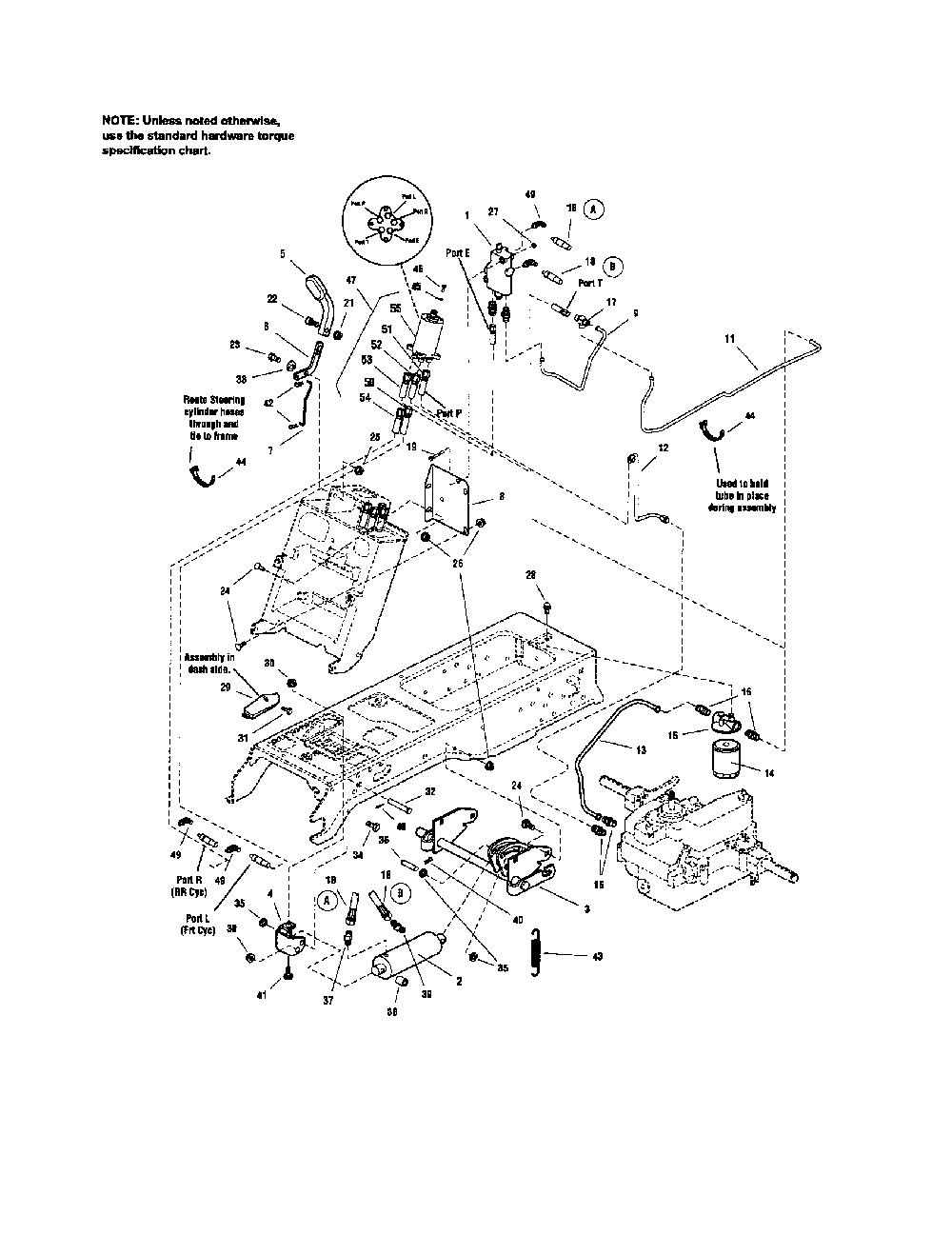Hydraulic lift w/power steering Diagram and Parts List for PGT9500  MTD Lawn Tractor
